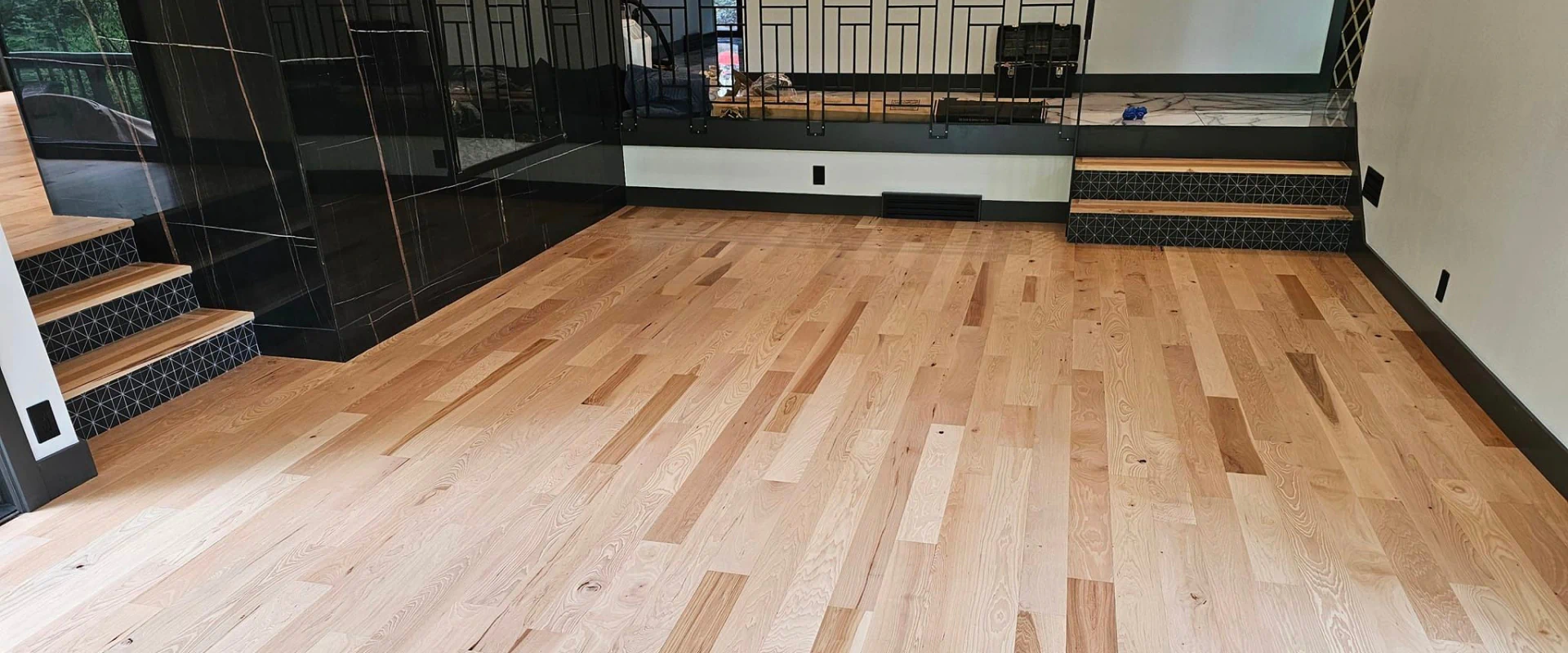 wooden flooring installed in a residential house entry way